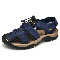 Classic Men's Sandals Summer Soft Sandals Comfortable Men Shoes Genuine Leather Sandals Big Size Soft Outdoor Men Roman Sandals - emixco
