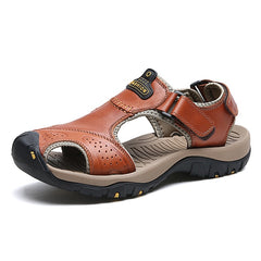 Classic Men's Sandals Summer Soft Sandals Comfortable Men Shoes Genuine Leather Sandals Big Size Soft Outdoor Men Roman Sandals - emixco