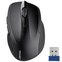 TeckNet Pro 2.4GHz Wireless Mouse Nano Receiver Ergonomic Mice 6 Buttons 2600DPI 5 Adjustment Levels for Computer Laptop Desktop - emixco