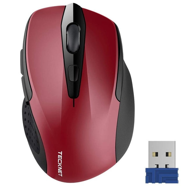 TeckNet Pro 2.4GHz Wireless Mouse Nano Receiver Ergonomic Mice 6 Buttons 2600DPI 5 Adjustment Levels for Computer Laptop Desktop - emixco