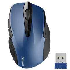 TeckNet Pro 2.4GHz Wireless Mouse Nano Receiver Ergonomic Mice 6 Buttons 2600DPI 5 Adjustment Levels for Computer Laptop Desktop - emixco