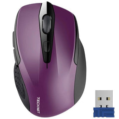 TeckNet Pro 2.4GHz Wireless Mouse Nano Receiver Ergonomic Mice 6 Buttons 2600DPI 5 Adjustment Levels for Computer Laptop Desktop - emixco