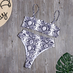 Solid High Waist Bikini Set Sexy Leopard Bikinis Women Snake Print Bathing SuitSwimsuit  2020 New Swimwear Summer Beachwear - emixco