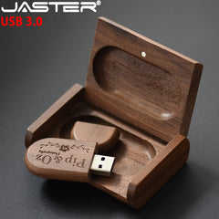 JASTER USB 3.0 High speed LOGO wooden+Box Personal LOGO customer pendrive 8GB 16GB 32GB 64GB usb Flash Drive pen drive U disk - emixco