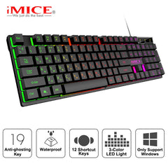 Gaming keyboard Gamer keyboard with backlight USB 104 Rubber keycaps RGB Wired Ergonomic Russian keyboard For Tablet Computer - emixco