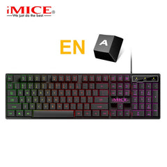 Gaming keyboard Gamer keyboard with backlight USB 104 Rubber keycaps RGB Wired Ergonomic Russian keyboard For Tablet Computer - emixco