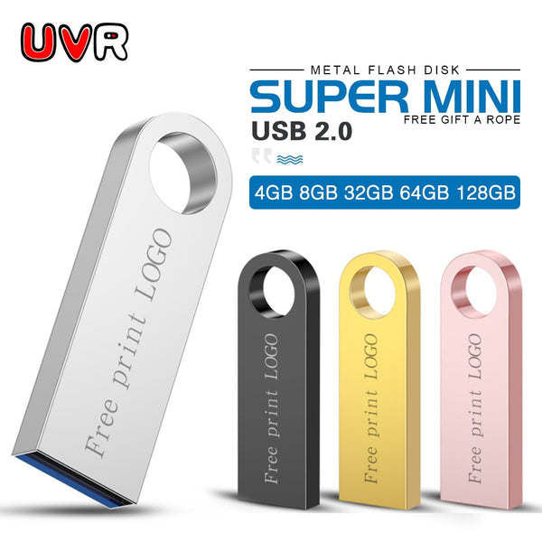 USB Flash Drive 32GB 128GB 8GB Pendrive 64GB Pen Drive 16GB Waterproof Metal U Disk 2.0 USB Flash Memory Stick Free custom LOGO - emixco