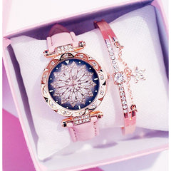 2019 Women Watches Bracelet set Starry Sky Ladies Bracelet Watch Casual Leather Quartz Wristwatch Clock Relogio Feminino - emixco