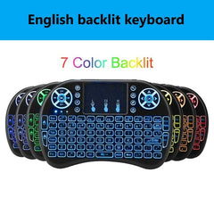 2.4g i8 mini teclado sem fio backlit mouse ar inglês russo espanhol francês controle remoto para android caixa de tv - emixco