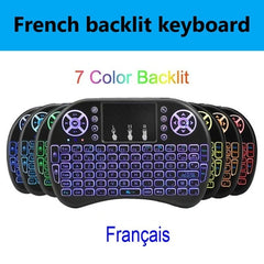 2.4g i8 mini teclado sem fio backlit mouse ar inglês russo espanhol francês controle remoto para android caixa de tv - emixco