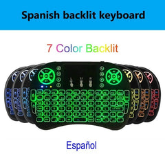 2.4g i8 mini teclado sem fio backlit mouse ar inglês russo espanhol francês controle remoto para android caixa de tv - emixco