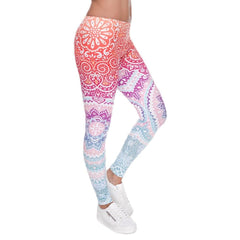Brands Women Fashion Legging Aztec Round Ombre Printing leggins Slim High Waist  Leggings Woman Pants - emixco