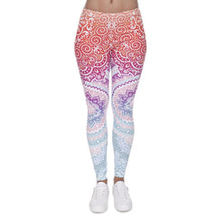 Brands Women Fashion Legging Aztec Round Ombre Printing leggins Slim High Waist  Leggings Woman Pants - emixco
