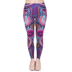 Brands Women Fashion Legging Aztec Round Ombre Printing leggins Slim High Waist  Leggings Woman Pants - emixco
