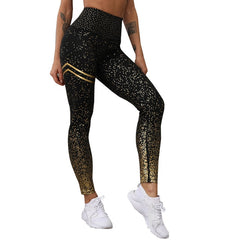 NORMOV New Hotsale Women Gold Print Leggings No Transparent Exercise Fitness Leggings Push Up Workout Female Pants - emixco