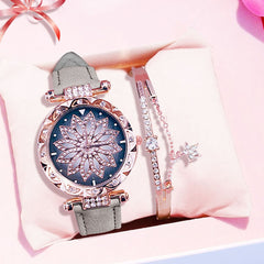 Luxury Women Watches Bracelet set Starry Sky Ladies Bracelet Watch Casual Leather Quartz watch Wristwatch Clock Relogio Feminino - emixco