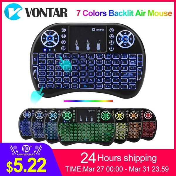 VONTAR i8 Wireless Keyboard Russian English Hebrew Version i8+ 2.4GHz  Air Mouse Touchpad Handheld for Android TV BOX  Mini PC - emixco