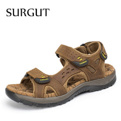 SURGUT Hot Sale New Fashion Summer Leisure Beach Men Shoes High Quality Leather Sandals The Big Yards Men's Sandals Size 38-48 - emixco