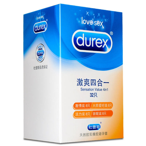 Durex 32Pcs/Pack Sensation Value 4in1 Ultra Thin Sexy Lubricated Condoms Sex Toys Condom for men Vanilla Flavor - emixco